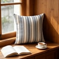 thumbnail image 4 of Darzheoy Boho Throw Pillow,Farmhouse Decorative Striped Square Pillow,Yarn Dyed Striped Woven Cushion Pillow,Soft Cotton Blend Decorative Cushion Pillow for Sofa Living Room Bedroom Home Decor, 4 of 6