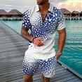 thumbnail image 4 of Vedolay Beach Mens Suits,Men's 2 Pieces Cotton Linen Set Henley Shirt Short Sleeve And Casual Beach Shorts Summer Yoga Outfits(Blue,XL), 4 of 5