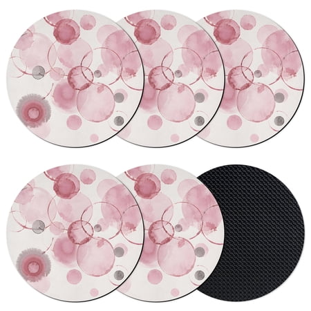 Pink Grey Geometric Coasters Set of 6 Absorbent Coasters for Drinks Modern Abstract Minimalist Artwork Coaster for Desk Coffee Table Protection Home Decor House Warming Gifts 4
