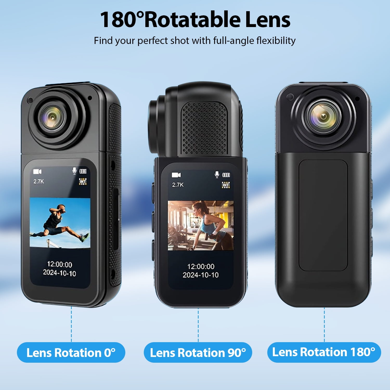 Mini Action Camera 64GB ,Thumb POV Portable Body Cam Wearable Video Recorder, Helmet Mount, Magnetic Sport DV for Cycling, Motorcycle ,Pet, Vlog (Black)