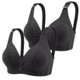 thumbnail image 1 of Besolor 2PC Womens Full Coverage Bra Wireless Comfort Everyday Bra Plus Size with Push up Cups Black, 1 of 6