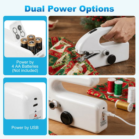 BCOOSS SMALL HANDHELD SEWING MACHINE, PORTABLE MINI SEWING MACHINE FOR HEMMING WITH 2 SPEED MODES