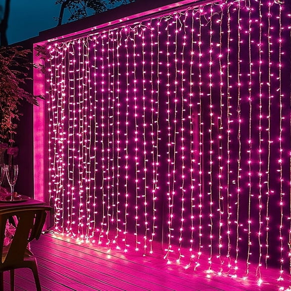 Dazzle Bright 300 LED Curtain String Lights, Christmas Fairy Lights for Bedroom with 8 Lighting Modes, Connectable Waterproof Window Lights Party Wedding Garden Wall Decor, Warm White
