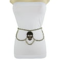 thumbnail image 4 of Women Gold Metal Chain Gothic Belt Skull Skeleton Charm M L XL, 4 of 8