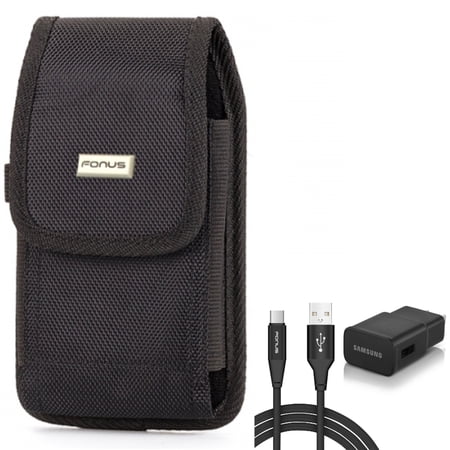 Fast Home Charger & Case Belt Clip for Samsung Galaxy S24 Ultra/Plus - Type-C 6ft USB Cable Quick Power, Swivel Holster Rugged Cover for Galaxy S24 Ultra/Plus