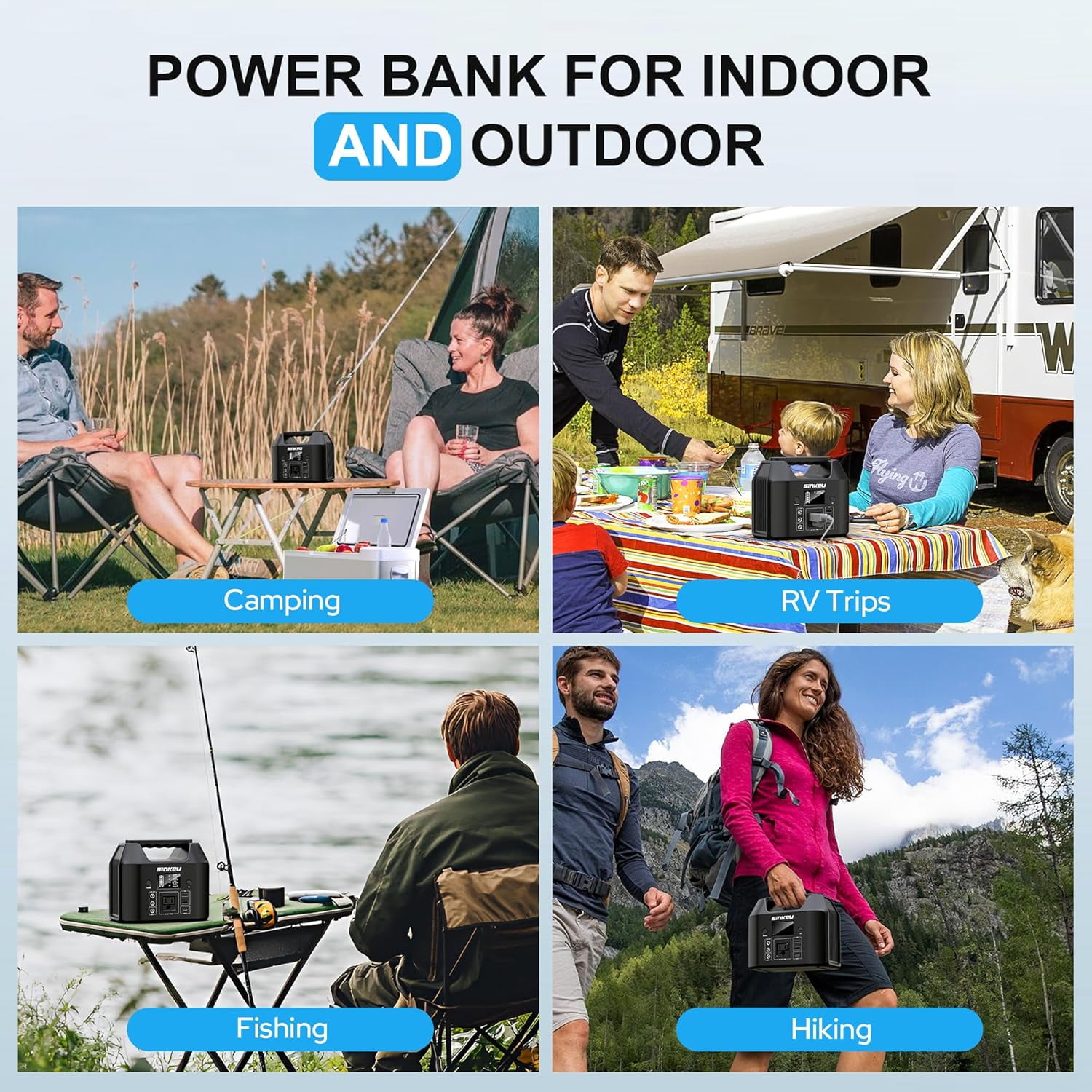 SinKeu 150W Portable Power Station 122.8Wh LiFePO4 Battery Pack Power Bank Outdoor Camping Home Charger Solar Generator
