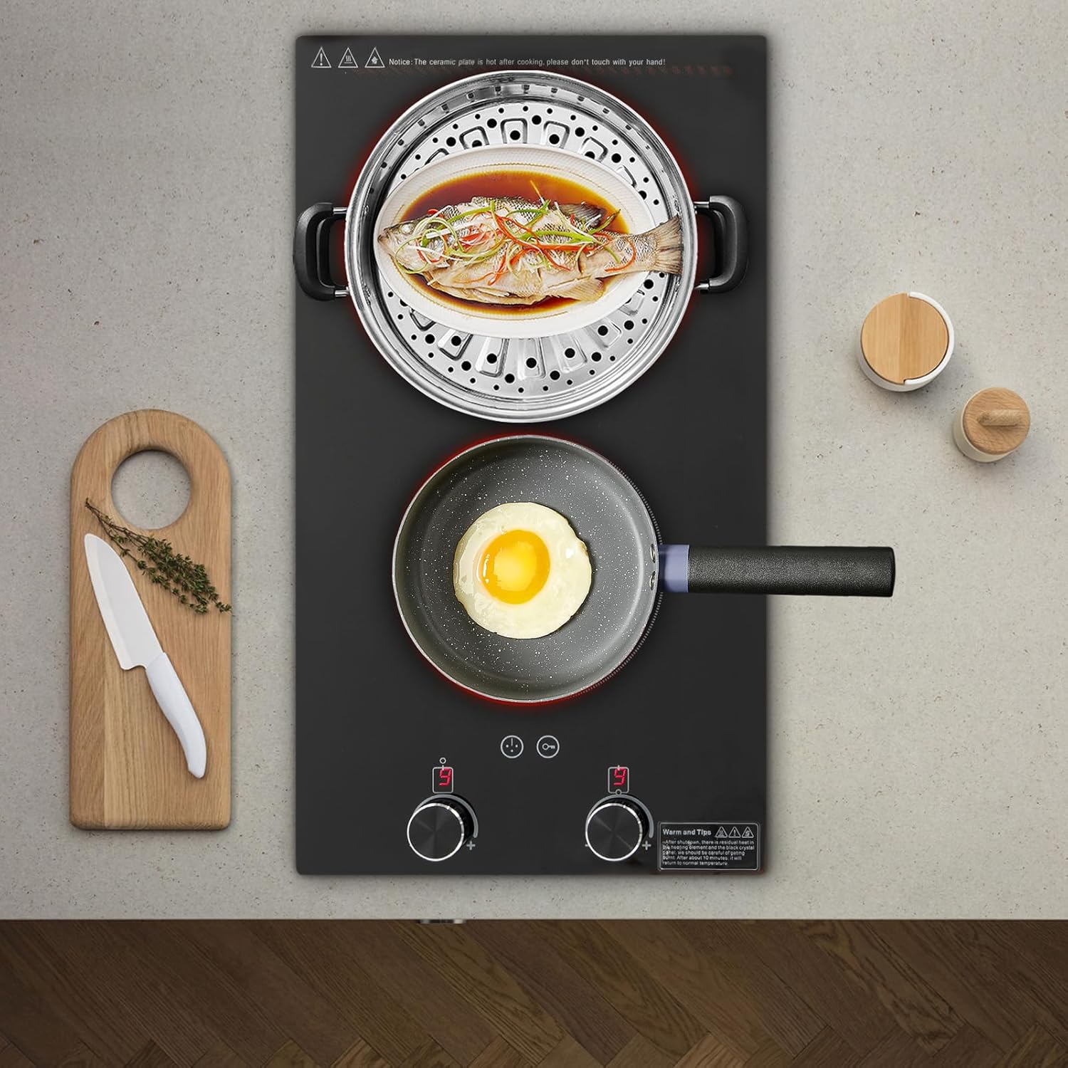 Double Induction Cooktop Burner 2100W 110V Electric Cooktop 2 Burner Induction Cooker Cooktop Electric Hob Top 10 Levels