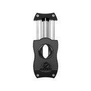 Colibri Premium Diamond V-Cut Cigar Cutter - Ergonomic Stainless Steel Spring-Loaded Blade, Ideal for up to 60+ Ring Gauge - Gift for Cigar Enthusiasts (Black & Black)