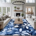 thumbnail image 3 of 6'x9' Area Rugs, Navy Blue Spring Floral Indoor Outdoor Area Rug for Living Room Bedroom, Summer Flowers Abstract Art Washable Bathroom Rugs Kitchen Floor Carpet Mats Home Decor Aesthetic, 3 of 8