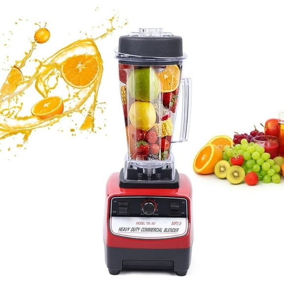 1500W 110V Commercial Smoothie Blender Mixer 2L Large Capacity Blender Juicer Power Food Fruit Ice Processor for Home Bar Restaurant Hotel Cafe (1500W,Red)