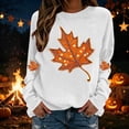 thumbnail image 6 of Yanchicy Spooky Season Sweatshirt Pullover for Women Crew Neck Maple Leaves Graphic Soft Lightweight Thin Fleece Loose Fall Halloween Clothes Long Sleeve Tops, 6 of 6