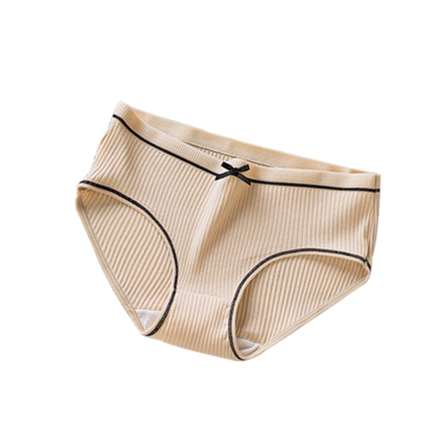 Qarigey Ropa interior elástica para mujer, calzoncillos de algodón para niña, bragas transpirables que absorben la humedad, ropa interior diaria Ropa interior albaricoque L Qarigey AP000432-10