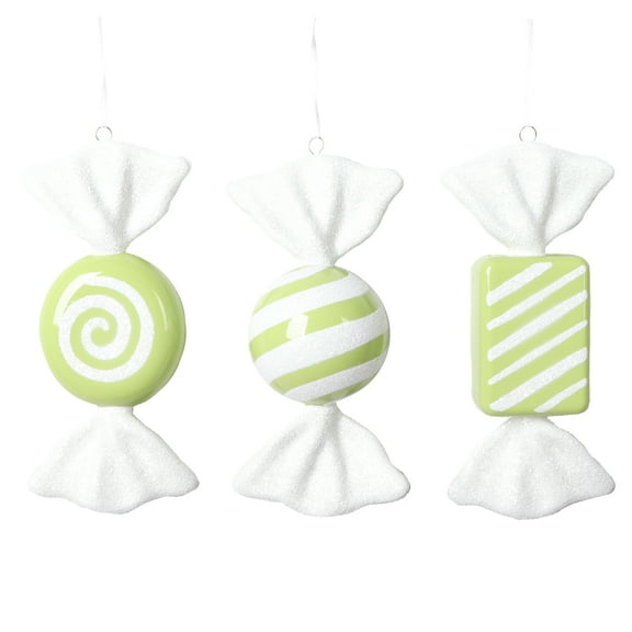 Vickerman 7.5"-8" Lime Candy Ornament Assortment, 3 per bag.
