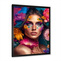 Designart Floral Sensual Woman Portrait IV Framed Wall Art