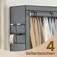 thumbnail image 4 of LEDREM Large Wardrobe Closet Organizer with 3 Hanging Rods & 4 Side Pockets , Fabric Storage with Cover for Bedroom/Living Room , Easy Tool-Free Assembly ,Gray, 4 of 5