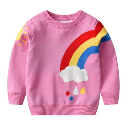 

Xinhuaya Baby Boys Sweaters Crewneck Rainbow Pullovers Cotton Knit Winter Tops 1-6 Years