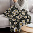 thumbnail image 3 of White Daisies Blanket Soft Cozy Warm Twin Blanket for Bed, Plush Fuzzy Flannel Fleece Blankets for Sofa, Black Botanical Floral Flowers Leaves Throw Blankets for Couch, Gifts for Men, 60"x80", 3 of 9