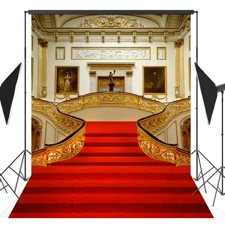 Image of MOHome 5x7ft Grand Palace with Red Carpet Photography Backdrop Photo Video Studio Props Background