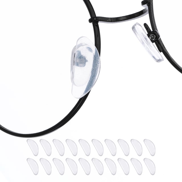 Uxcell Almohadillas para gafas, 20 pares de almohadillas adhesivas de silicona suave estilo cámara de aire 1, transparente