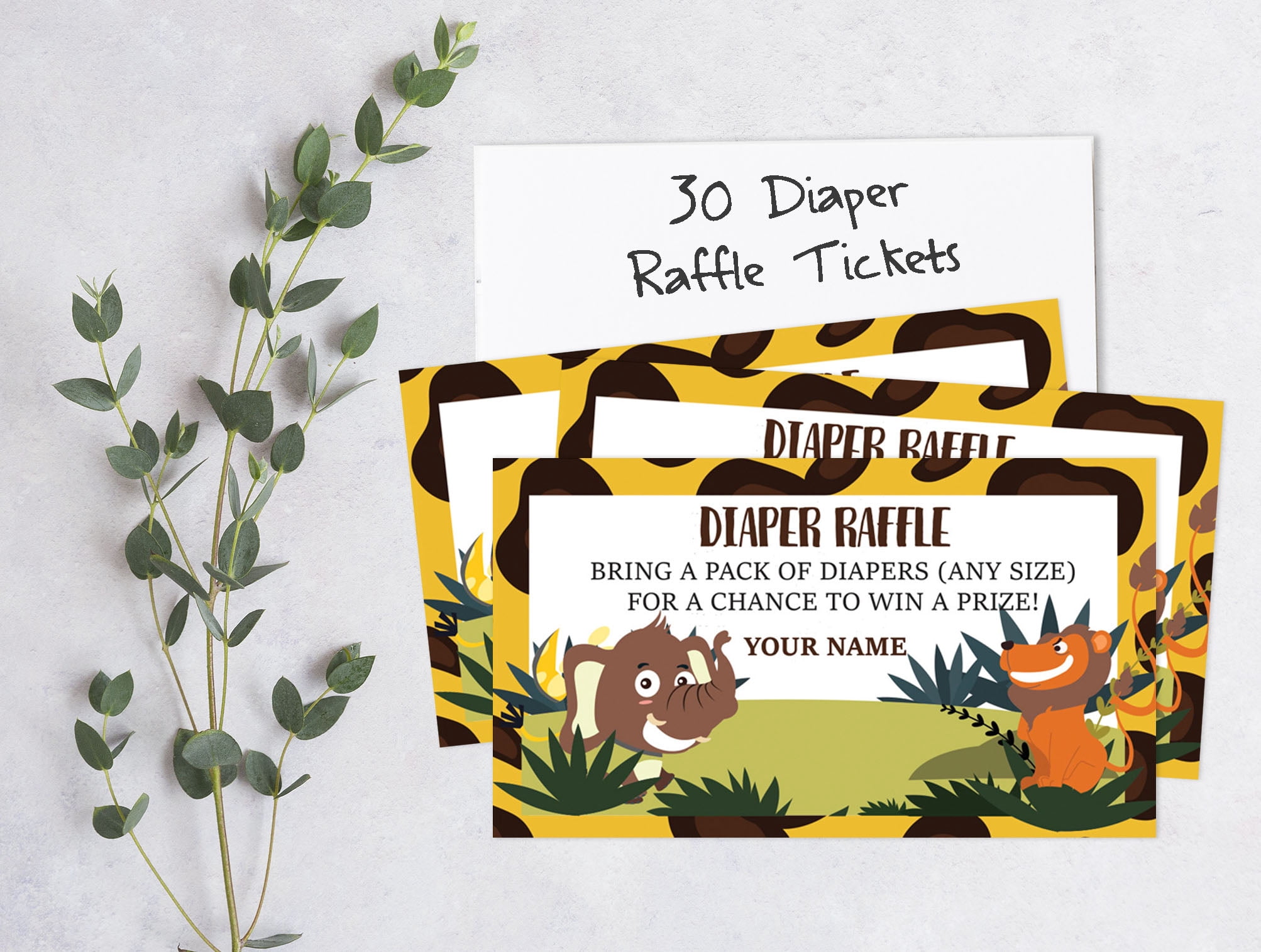 Inkdotpot Set Of 30Jungle Animals Baby Shower Invitations-Diaper Raffle Tickets And Baby Shower Book Request Cards Gender Neutral Invites Its A Boy Its A Girl