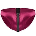 thumbnail image 6 of 2 Pack Satin Underwear for Men with Zipper Up Low Waisted Thongs Briefs Mens Casual Solid Color Breathable High-Cut Stretchy Loungewear Brief, 6 of 8