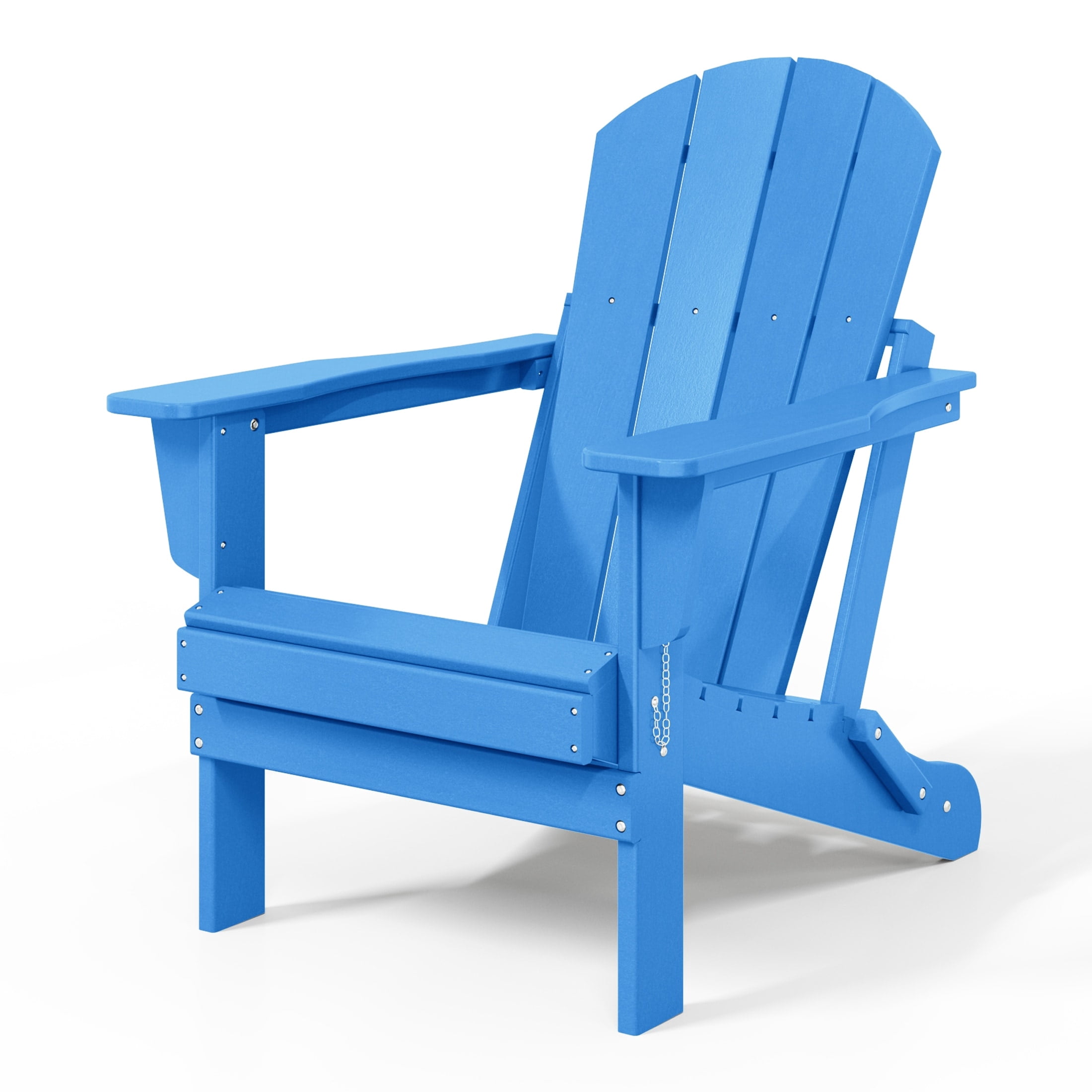 Polytrends  Laguna Weather Resistant Outdoor Patio Folding Adirondack Chair Pacific Blue Poly Synthetic Fiber, Plastic