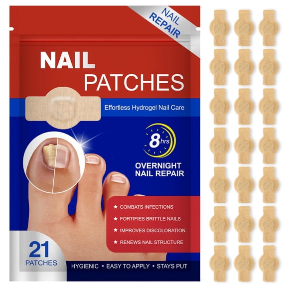 Parches para uñas FANSHI, 21 piezas, reparación nocturna con hidrogel