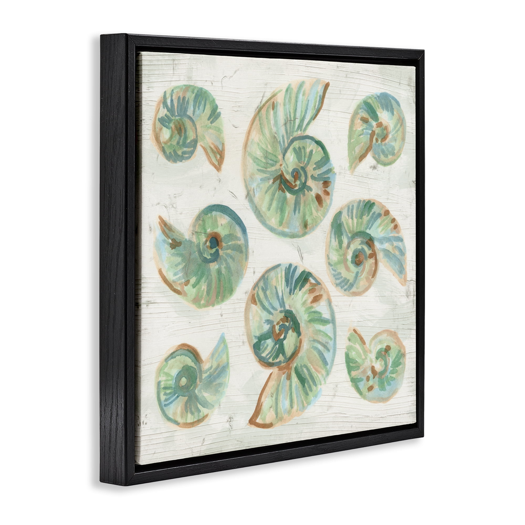 Stupell Industries Organic Saltwashed Shells Black Framed Floater Canvas Wall Art, design by June Erica Vess