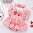 thumbnail image 6 of IBTOM CASTLE Baby Girls 1st Birthday Outfit Watermelon Strawberry One Boho Romper Tutu Dress with Headband for Cake Smash Photo Shoot 12-18 Months Pink - Strawberry, 6 of 8
