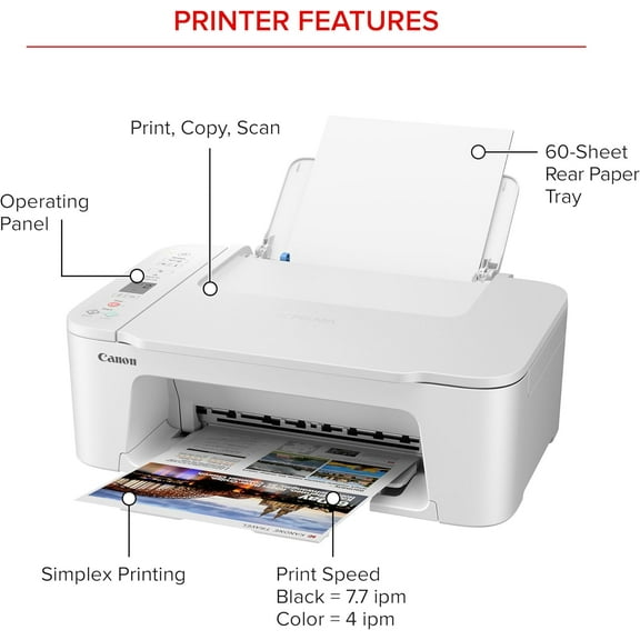 PIXMA TS3720 Wireless All-in-One Printer for Basic Home Printing, White