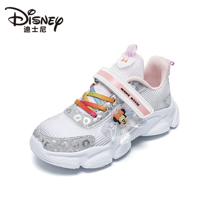Zapatos informales de Disney para niñas primavera otoño nuevos zapatos de princesa resistentes al desgaste de suela blanda zapatos deportivos transpirables para estudiantes de bebés 26-Insole16.7 CM Gao Jinjia LED