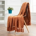 thumbnail image 2 of Chanasya Soft Cinnamon Chenille Knitted Diamond Textured Decorative Throw Blanket - Geometric Lightweight Luxury Fuzzy Cozy Decor with Tassels for Couch Sofa Bed Bedroom Living Room (50x65 Inches), 2 of 4