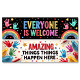 thumbnail image 2 of LUUFILx Welcome Classroom Wall Banner Amazing Things Happen Here Diversity Backdrop for School Decorations Teacher Art Event Party Supplies Classroom Banner, 2 of 8
