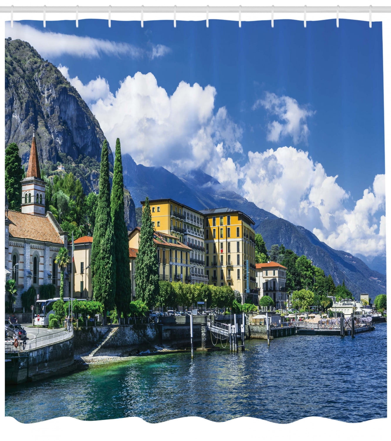 Landscape Shower Curtain Crotian Lake Forest Print for Bathroom