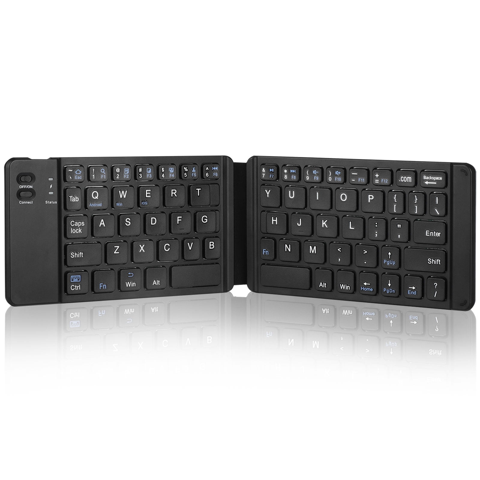 EVACH Bluetooth Folding Keyboard Foldable Bluetooth Keyboard Rechargable Full Size Foldable Keyboard Compatible con iOS iPhone Android Smartphone Tables Windows Laptop Black