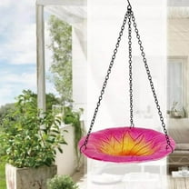 Hanging Bird Feeder,Hanging Bird Bath Outdoor Glass Bowl Wild Flower Dish Feeder,Bird Baths for Outdoors,Glass Bird Bath for Garden Yard Courtyard and Patio Decor
