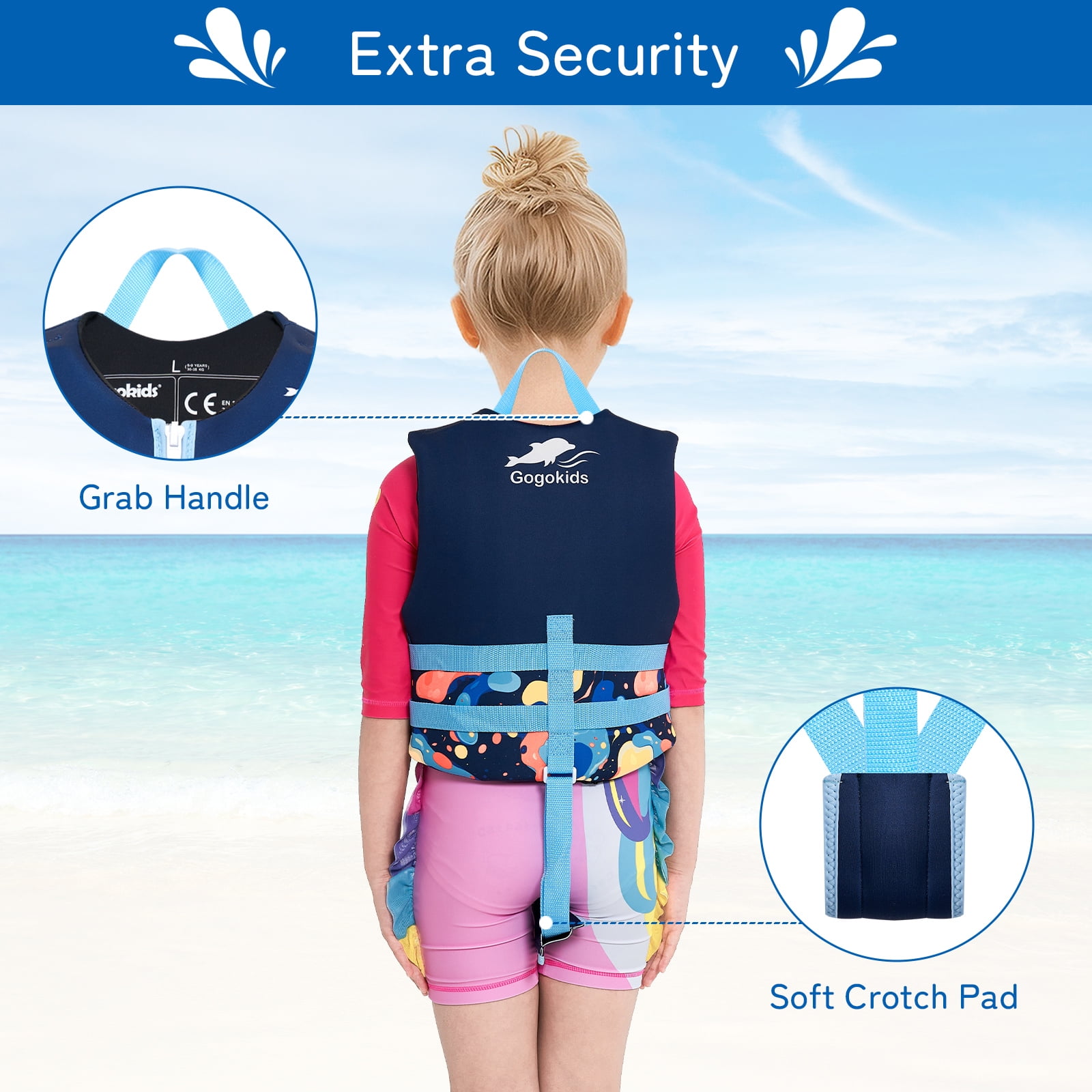 Gogokids Kids Life Jacket Swim Vest with Adjustable Safety Strap,Toddler Float Jacket Boys and Girls Float Swimsuit Buoyancy Swimwear