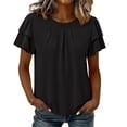 thumbnail image 2 of Favoffer Women's Round Neck Short Sleeve Solid Color Casual Top, 2 of 8