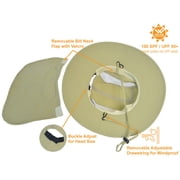 Solaris Summer Outdoor UV Protection Sun Hats Unisex Caps Wide Brim Removable Bill Neck Flap Mesh Nets Loop Velcro Closu