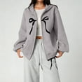 thumbnail image 3 of YUEHUA Girl's Bow Graphic Zip Up Hoodie Casual Lightweight Spring Sweatshirts Cute Bowknot Preppy Tops Streetwear Jacket for Kid, 3 of 6