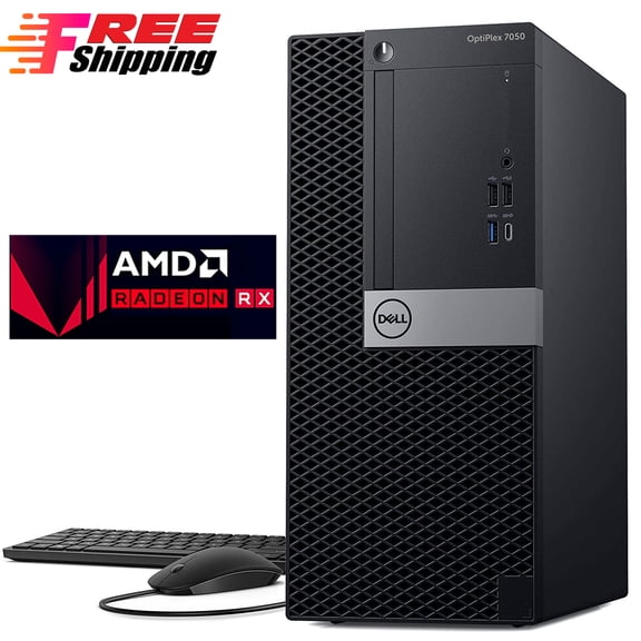 Restored Dell 7050 Desktop Tower Computer PC Intel Core i57500 7th Gen. 3.40GHz Processor 16GB RAM 512 GB SSD AMD RX 550 Wifi Adapter Bto KB & Mouse Windows 10 (Refurbished)
