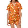 thumbnail image 2 of Girl Silk Pajamas Set,Cute Apple Pattern Pajamas Button Down Homewear Set 2 Piece Tween Nightgown Pjs For Girls Size 12-13 Years, 2 of 4