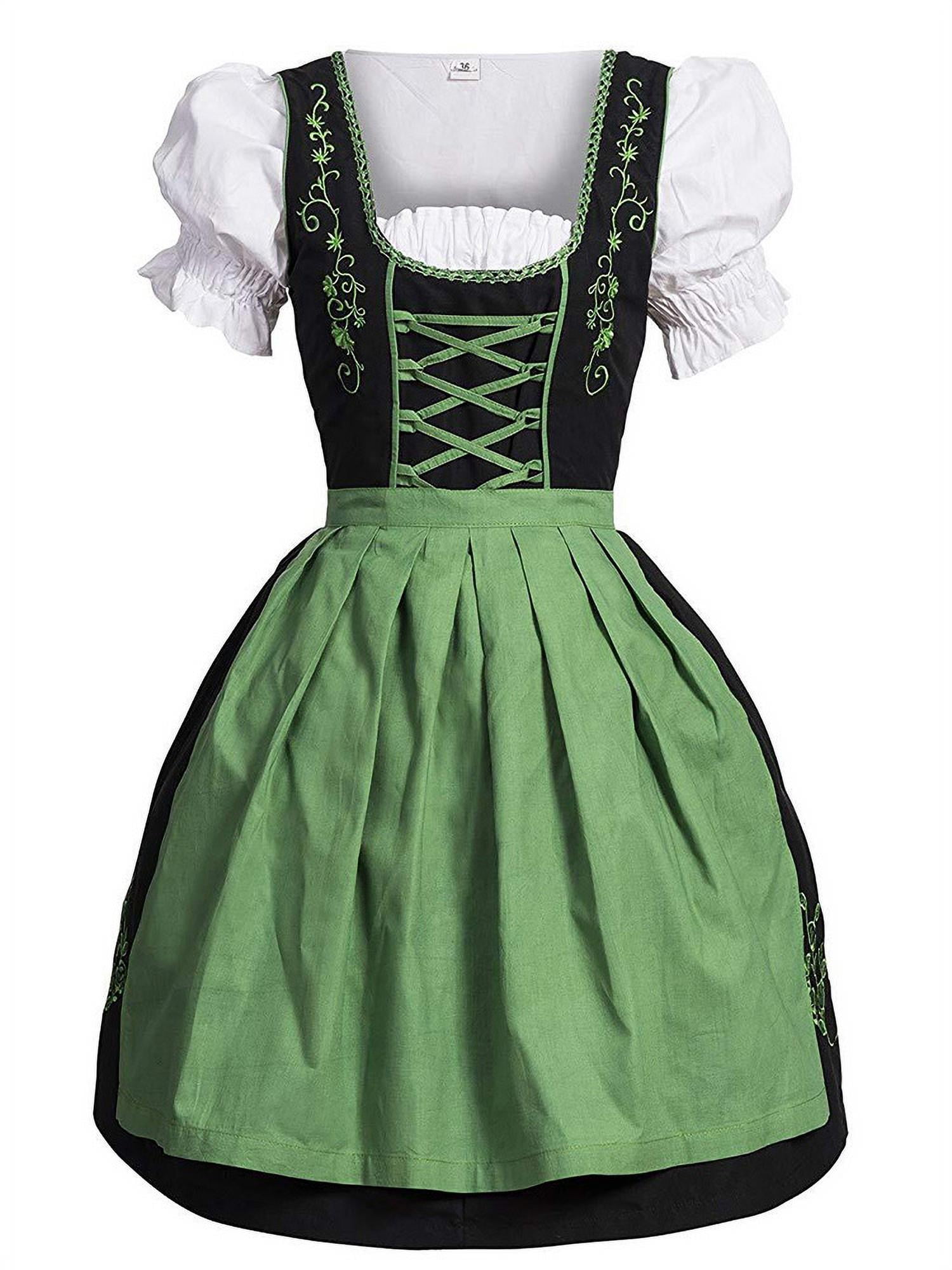 4 Pieces Women's German Dirndl Dress Costumes for Bavarian Oktoberfest