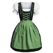 4 Pieces Women's German Dirndl Dress Costumes for Bavarian Oktoberfest Short Sleeve Cute Mini Dress Vintage Dress Festival Dress
