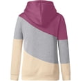 thumbnail image 4 of Sudadera con capucha para mujer, estilo informal, con cuello vuelto, manga larga, con bloques de color, suéteres, tops de otoño, 4 of 5