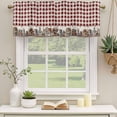 thumbnail image 3 of Farmhouse Valances for Windows, Decorative Rod Pocket Window Valance Curtains, American Country Star Barn Red Brown Plaid Berry Short Curtain Drapes for Kitchen/Living Room, 2 Panels, 42" W x 12" L, 3 of 8