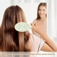 thumbnail image 5 of Natural Wooden Round Hair Brush - Wooden Cushion Massage Comb for Straight and Curly Hair, Promotes Scalp Blood Circulation,Many Small Green Flowers, 5 of 7
