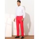 thumbnail image 3 of Pantalones de vestir ajustados para hombre Pantalones de negocios ajustados de color liso con frente plano Rojo S, 3 of 6