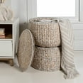 thumbnail image 5 of happimess SAT1000C Bhola 18" Hourglass Handwoven Hyacinth Storage Accent Table with Lid, White Wash, 5 of 9