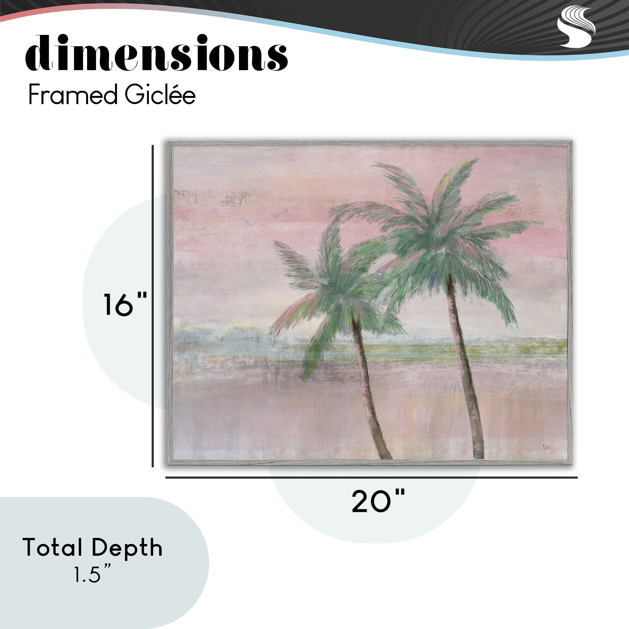 Stupell Industries Sunset Palms at Dusk Gray Framed Giclee Art, design by Nan